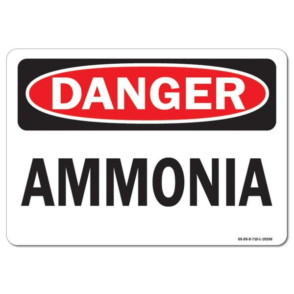 Signmission Safety Sign, OSHA Danger, 18" Height, 24" Width, Aluminum, Ammonia, Landscape, A-1824-L-19266 OS-DS-A-1824-L-19266